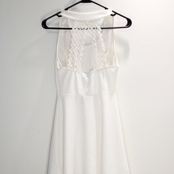 Lacy Back Short White Dress - Picture 2 of 6